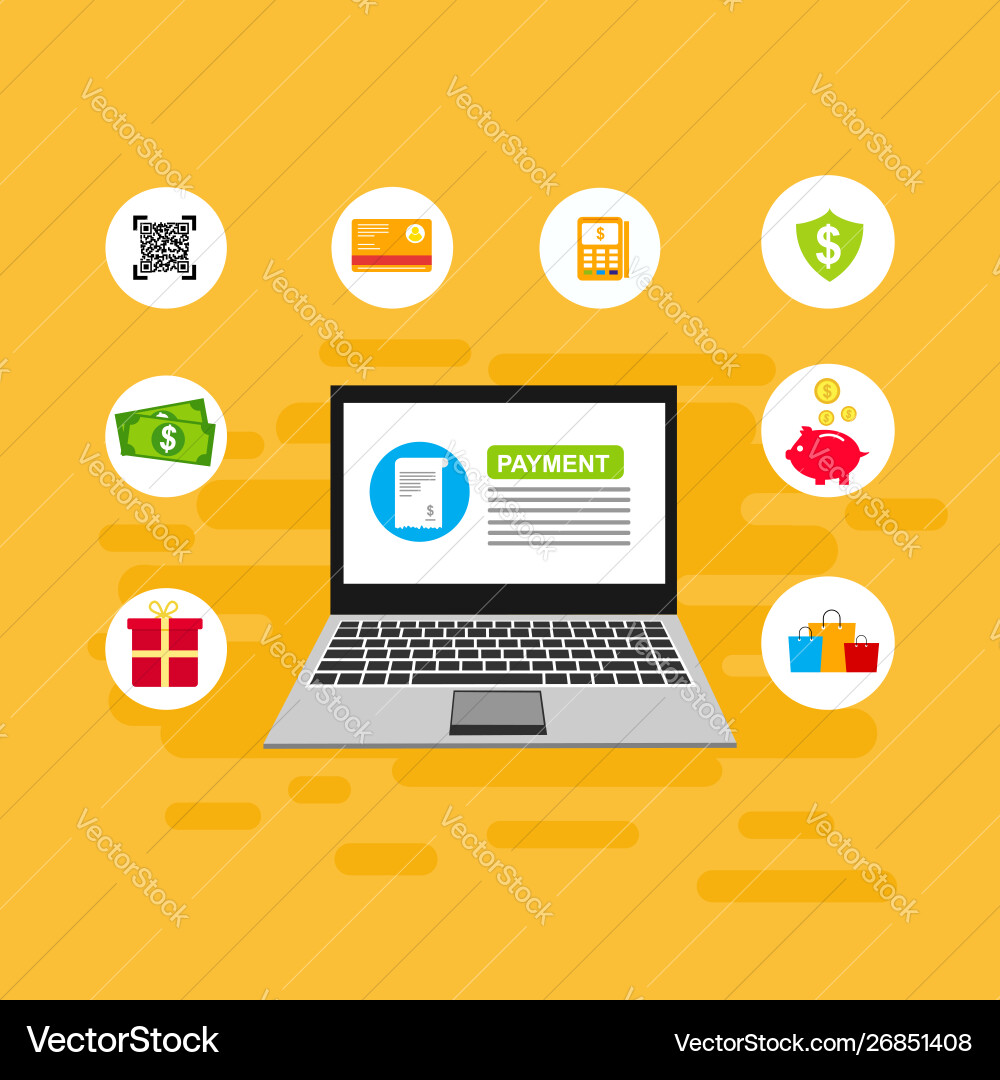 Online Payment on Computer Vector Image