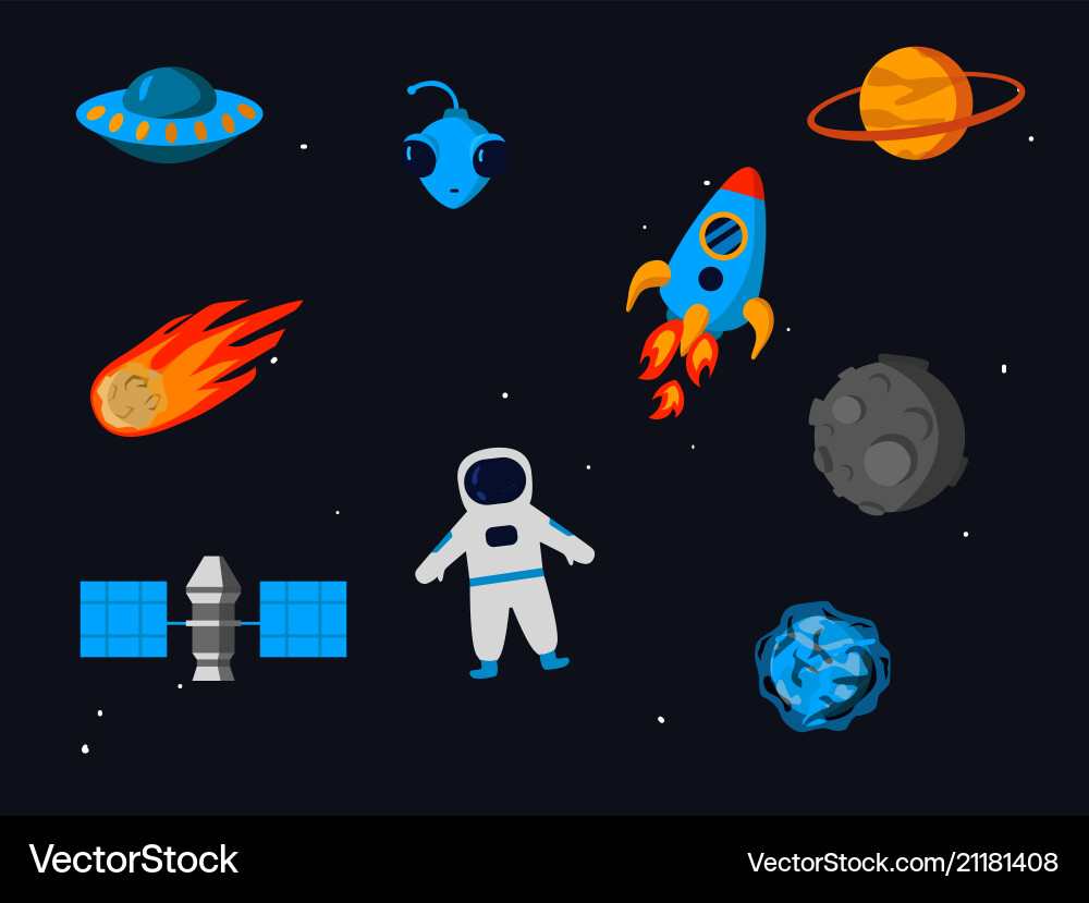Outer space bezogene Objekte die auf der Sternenflotte isoliert sind Outer space bezogene Objekte die auf der Sternenflotte isoliert sind vektorbild