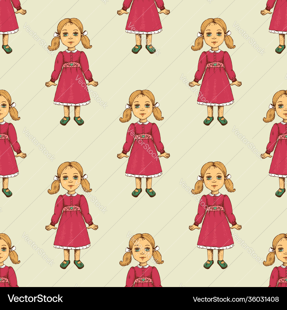 Seamless pattern with doll Seamless pattern with doll vector image