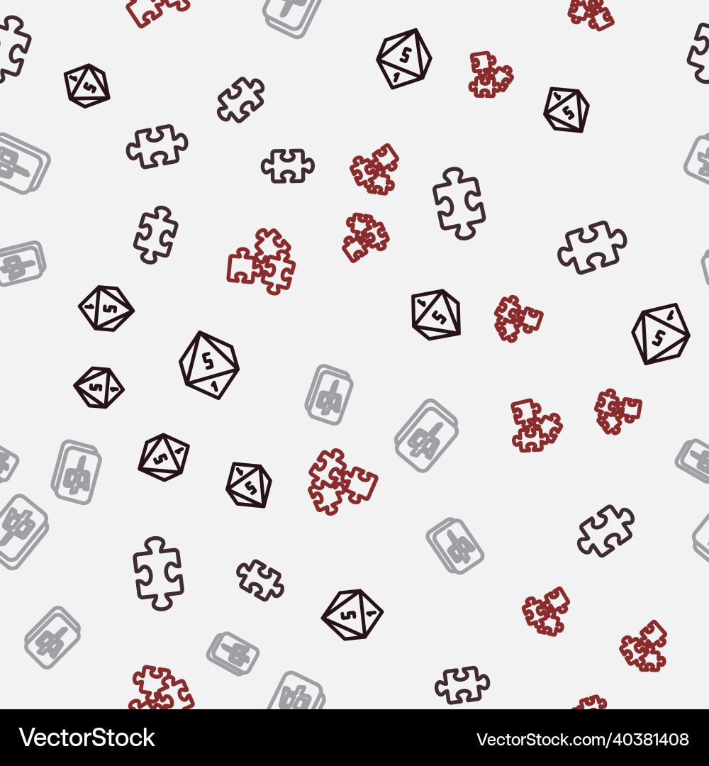 Set line game dice puzzle pieces toy mahjong Set line game dice puzzle pieces toy mahjong Vector Image