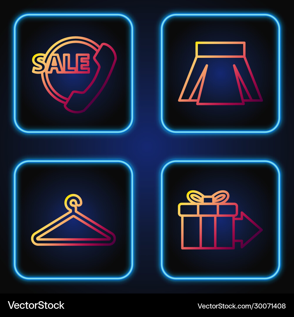 Set line gift box hanger wardrobe telephone 24 Set line gift box hanger wardrobe telephone 24 vector image