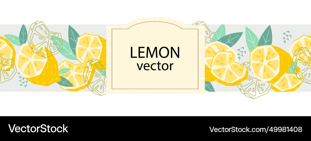 Set with lemon label and seamless border design Set with lemon label and seamless border design vector image