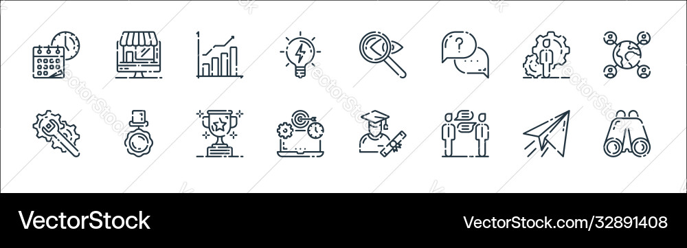 Startup line icons linear set quality vector image
