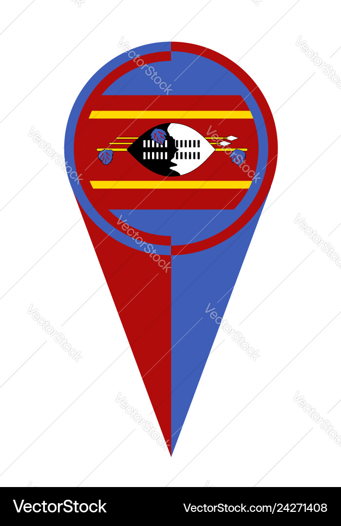 Swasiland map pointer location flag Vektorbild