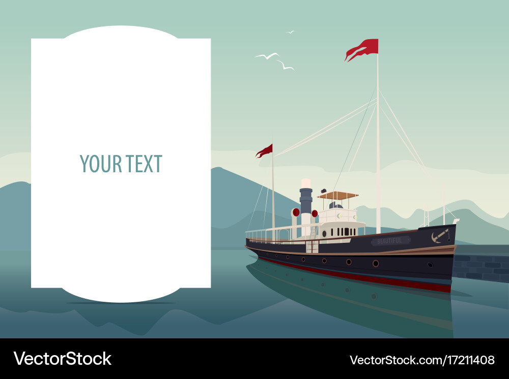 Template with large text space and retro ship vector image