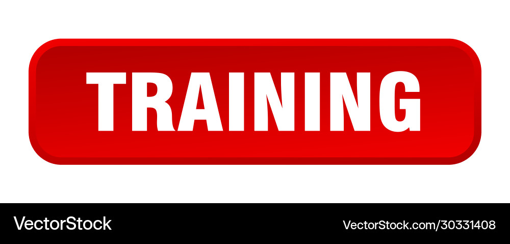 Training button square 3d push Vector Image