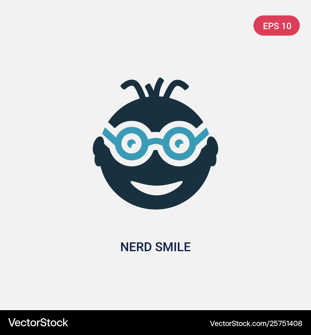Two color nerd smile icon from user interface vector image