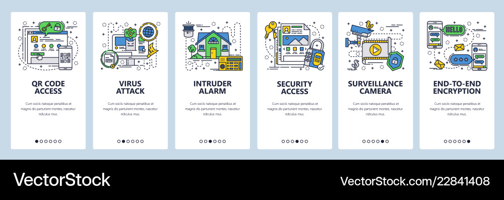 Web site linear art onboarding screens Web site linear art onboarding screens vector image