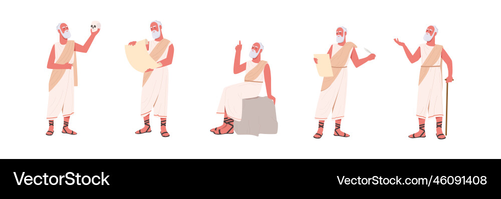 Wise Philosopher with Skull vector image