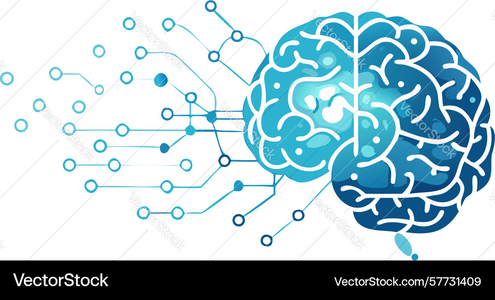 Abstract particle brain neural data processing vector image