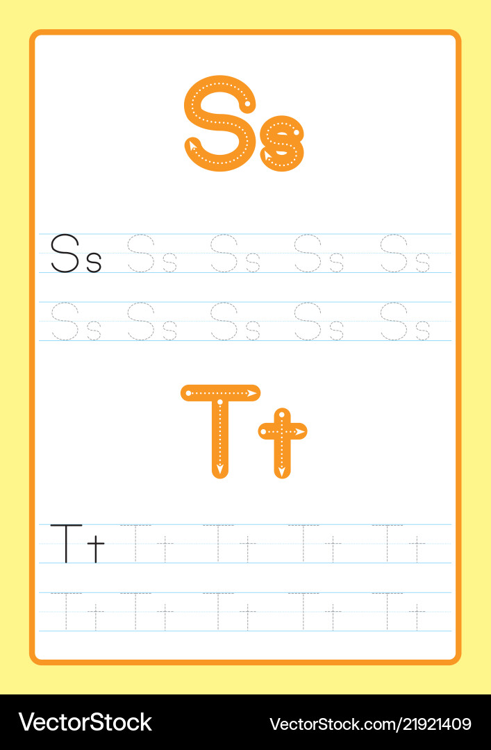 Alphabet letters tracing worksheet with Vector Image