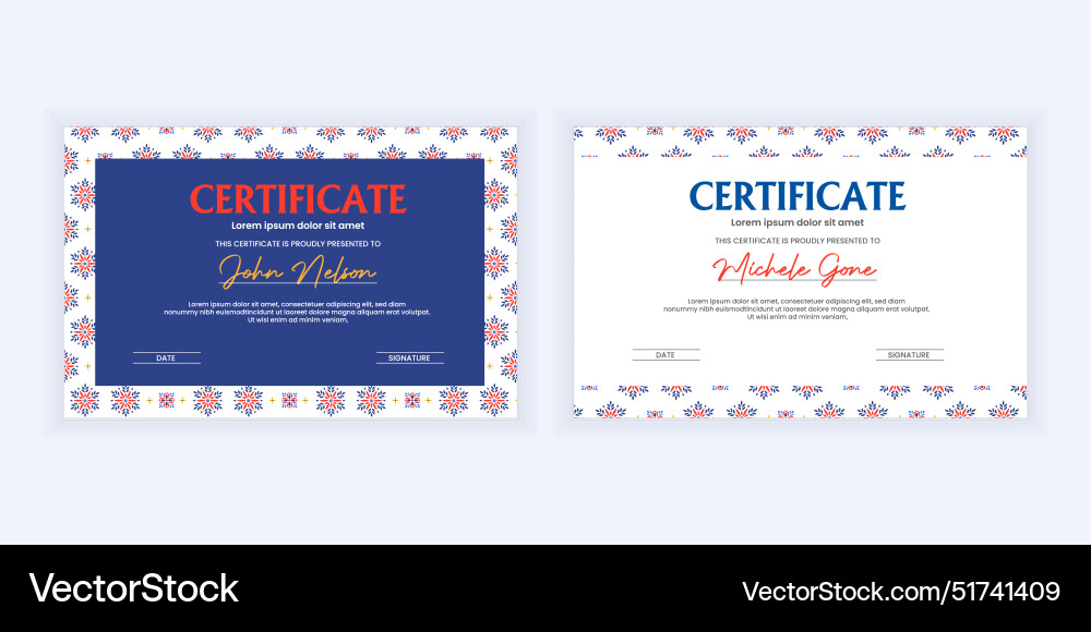 Certificate template with guilloche pattern frame Certificate template with guilloche pattern frame Vector Image
