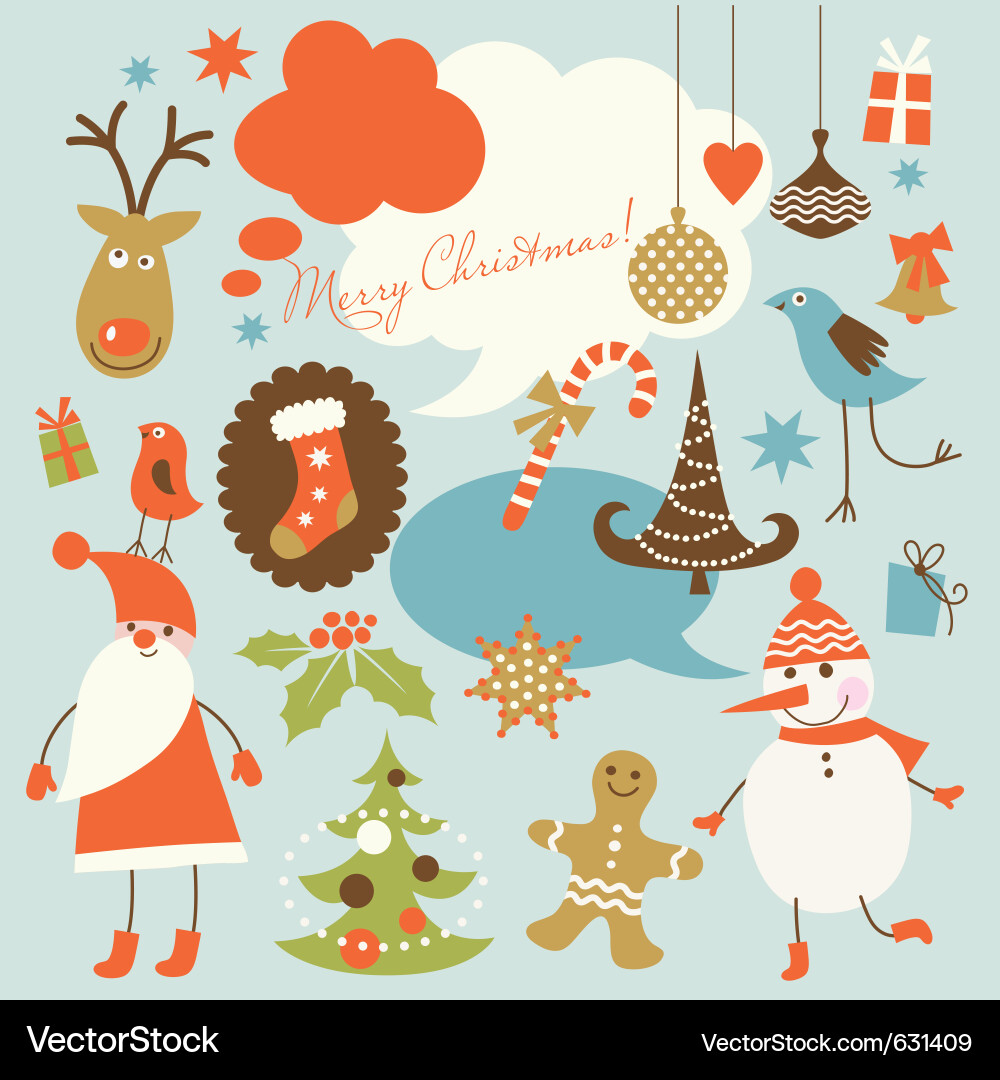Christmas Icon Collection Vector Image