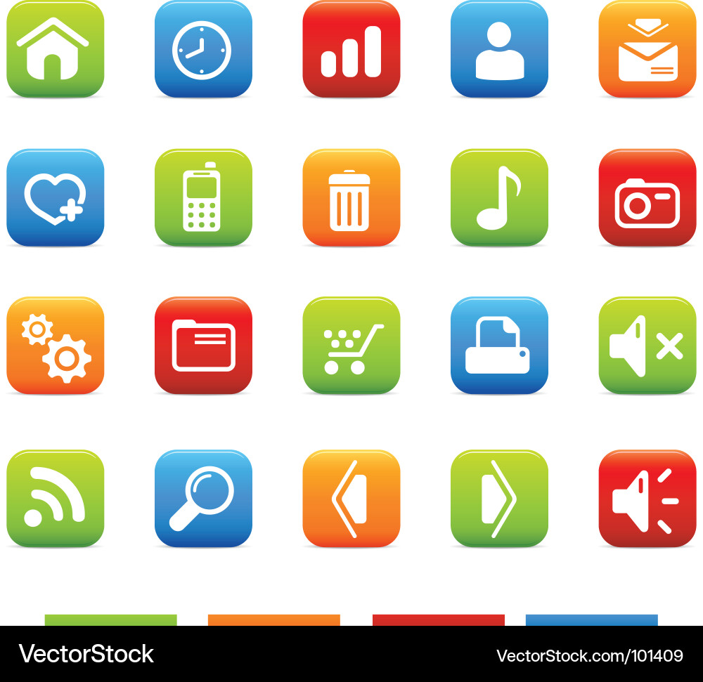 Colorful Web Icons Set Vector Image