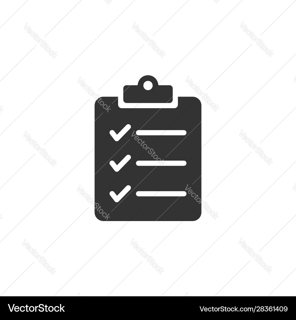 Document checklist icon in flat style report Vector Image