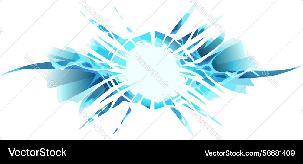 Exploding blue energy burst with particle trails Vector Image