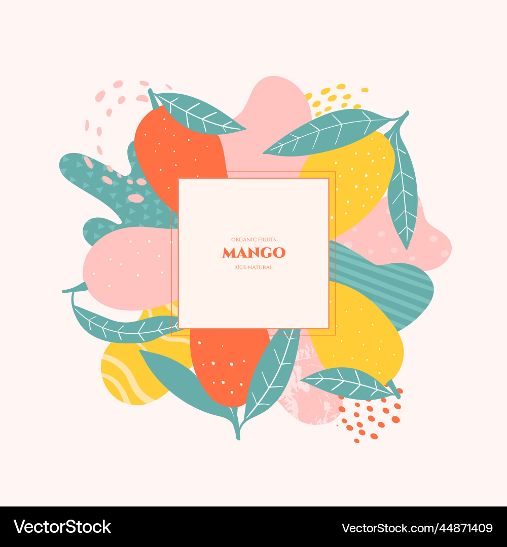 Frame with doodle mango and abstract elements Frame with doodle mango and abstract elements vector image