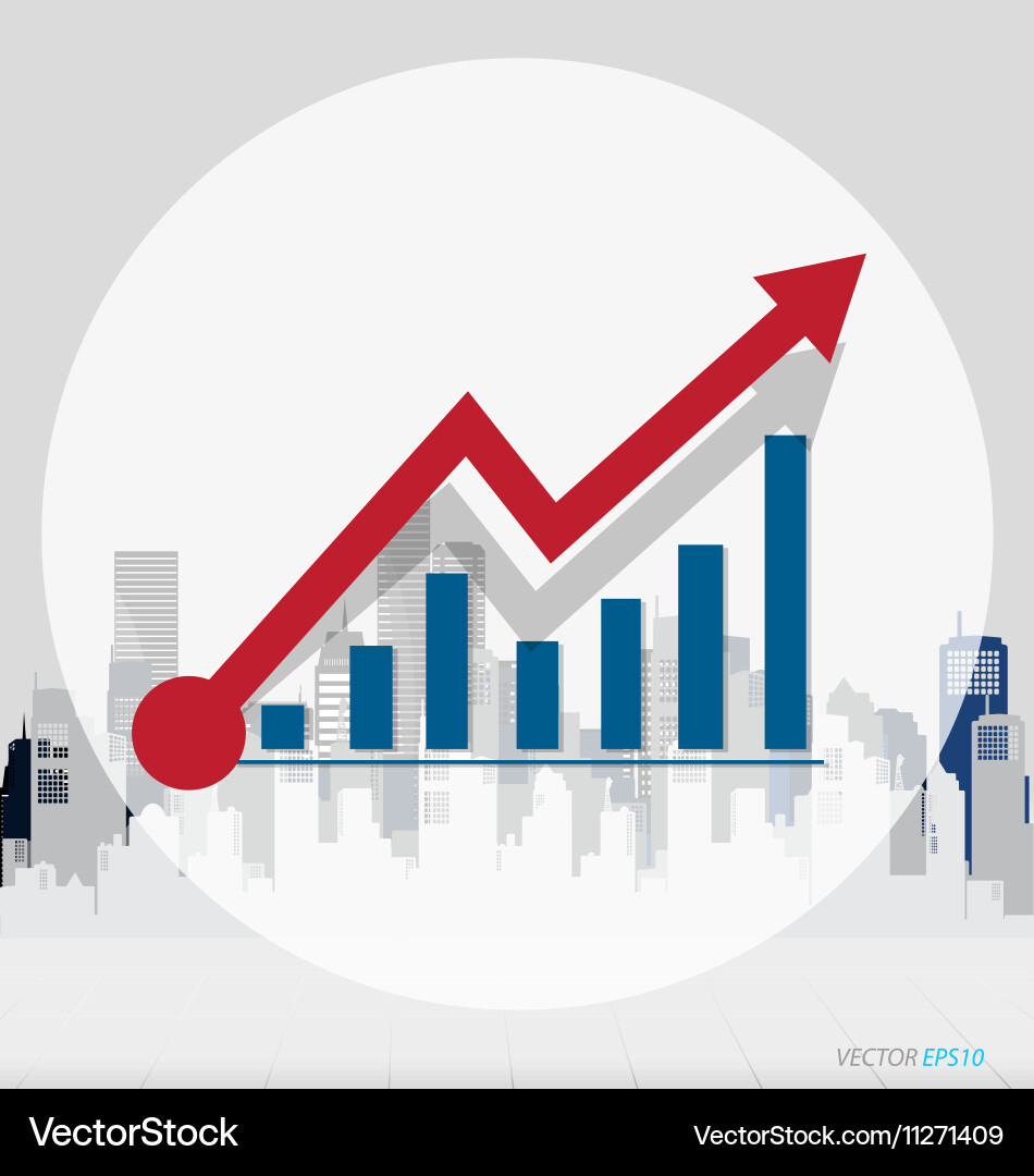 Growth chart with building background Vector Image