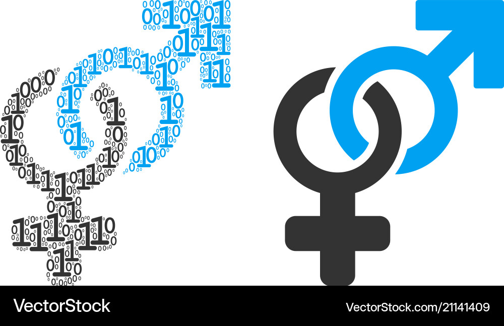 Heterosexual symbol mosaic of binary digits Heterosexual symbol mosaic of binary digits vector image