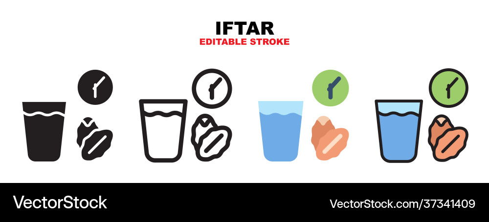Iftar icon set with different styles Iftar icon set with different styles vector image
