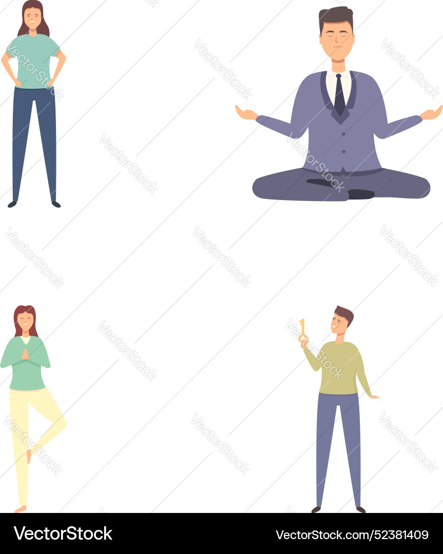 Problem solving icons set cartoon personal Problem solving icons set cartoon personal Vector Image