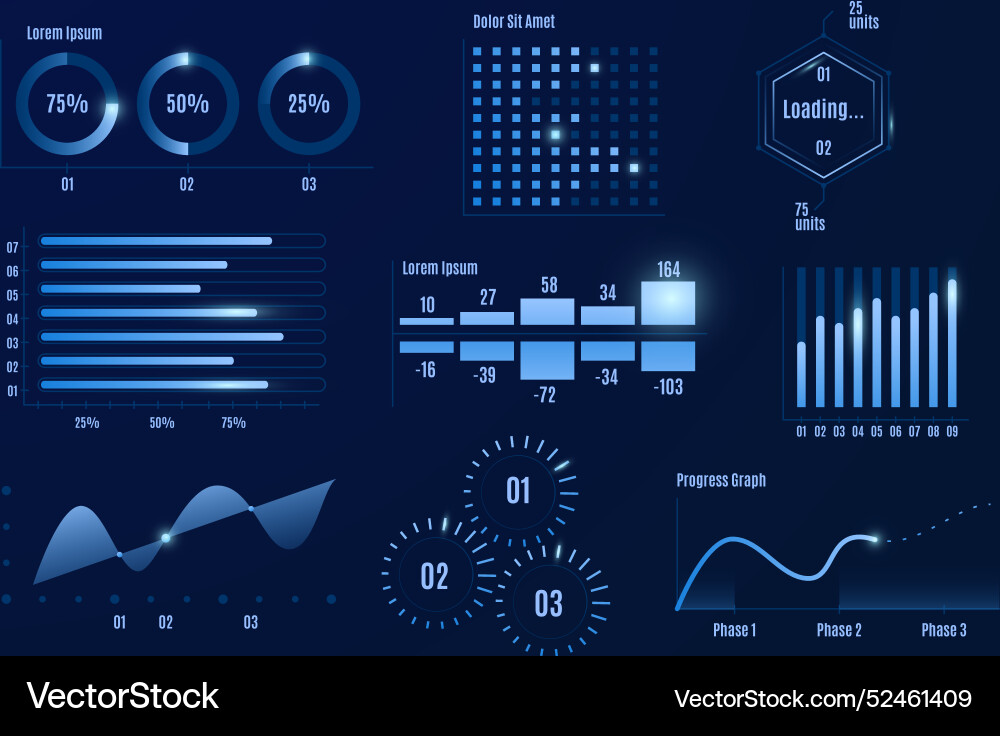 Professional dashboard element set Vector Image