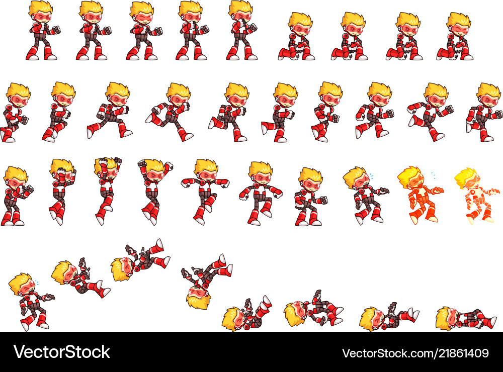 Red robot game sprites vector image