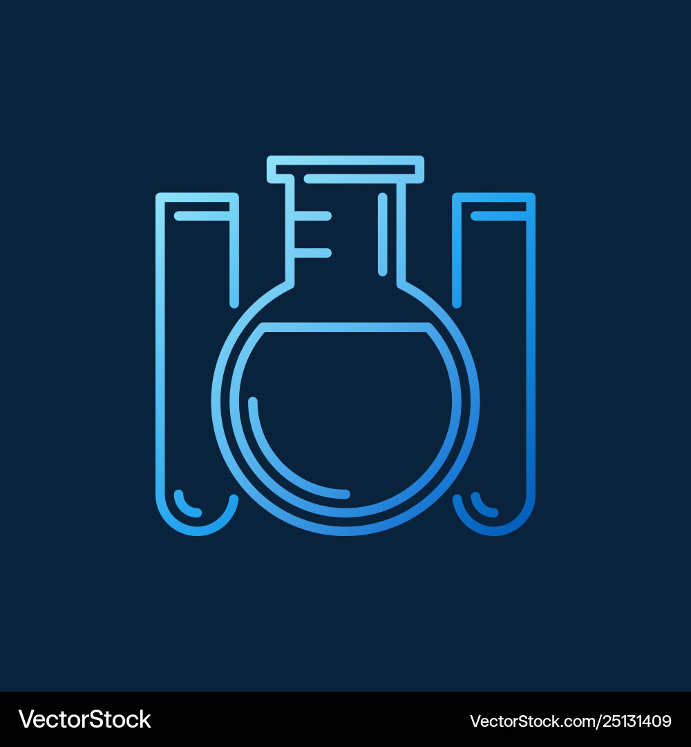 Round-bottom flask and test tubes outline Vector Image