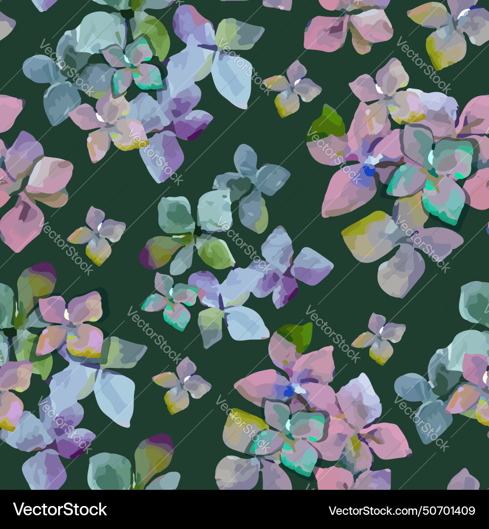 Seamless repeat pattern of hydrangea bloom Seamless repeat pattern of hydrangea bloom vector image