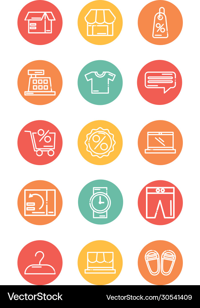 Set icons shopping block and flat style icon Vector Image