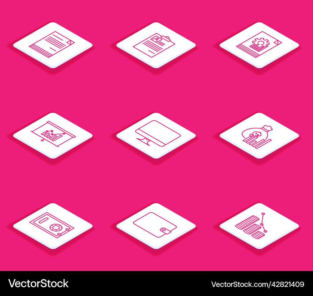 Set line document clipboard with resume graph Set line document clipboard with resume graph vector image