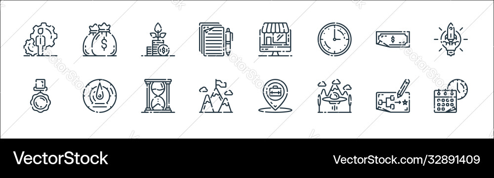 Startup line icons linear set quality vector image
