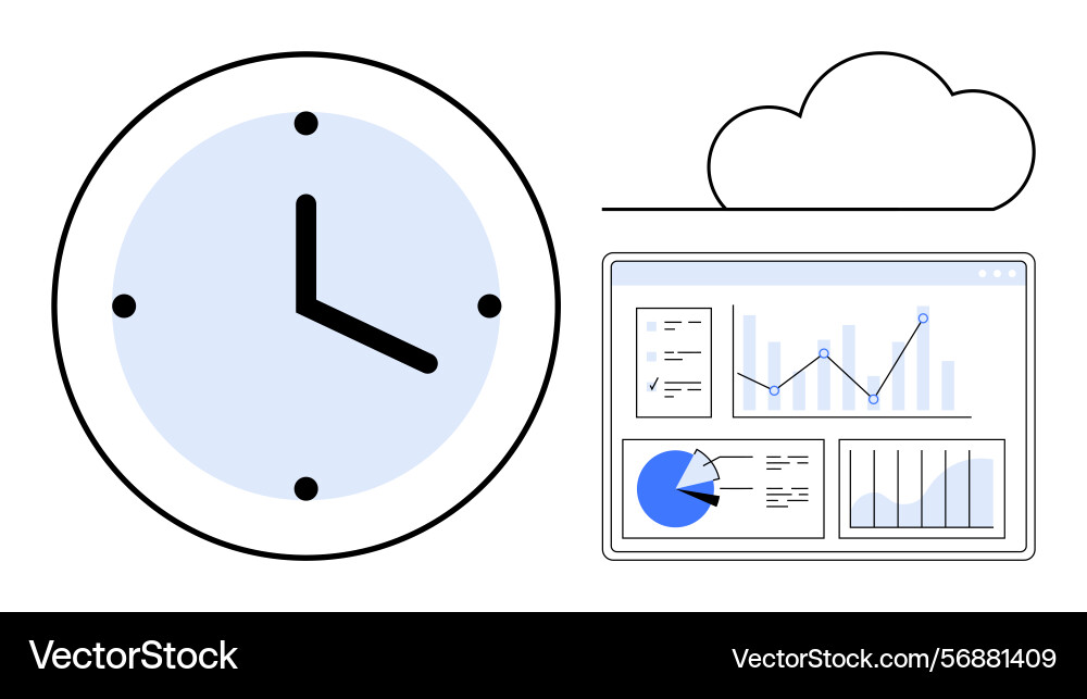 Time management and cloud-based data analysis Time management and cloud-based data analysis vector image