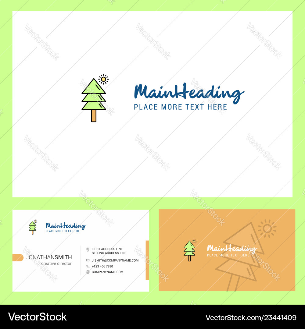 Tree logo design with tagline front and back Tree logo design with tagline front and back Vector Image