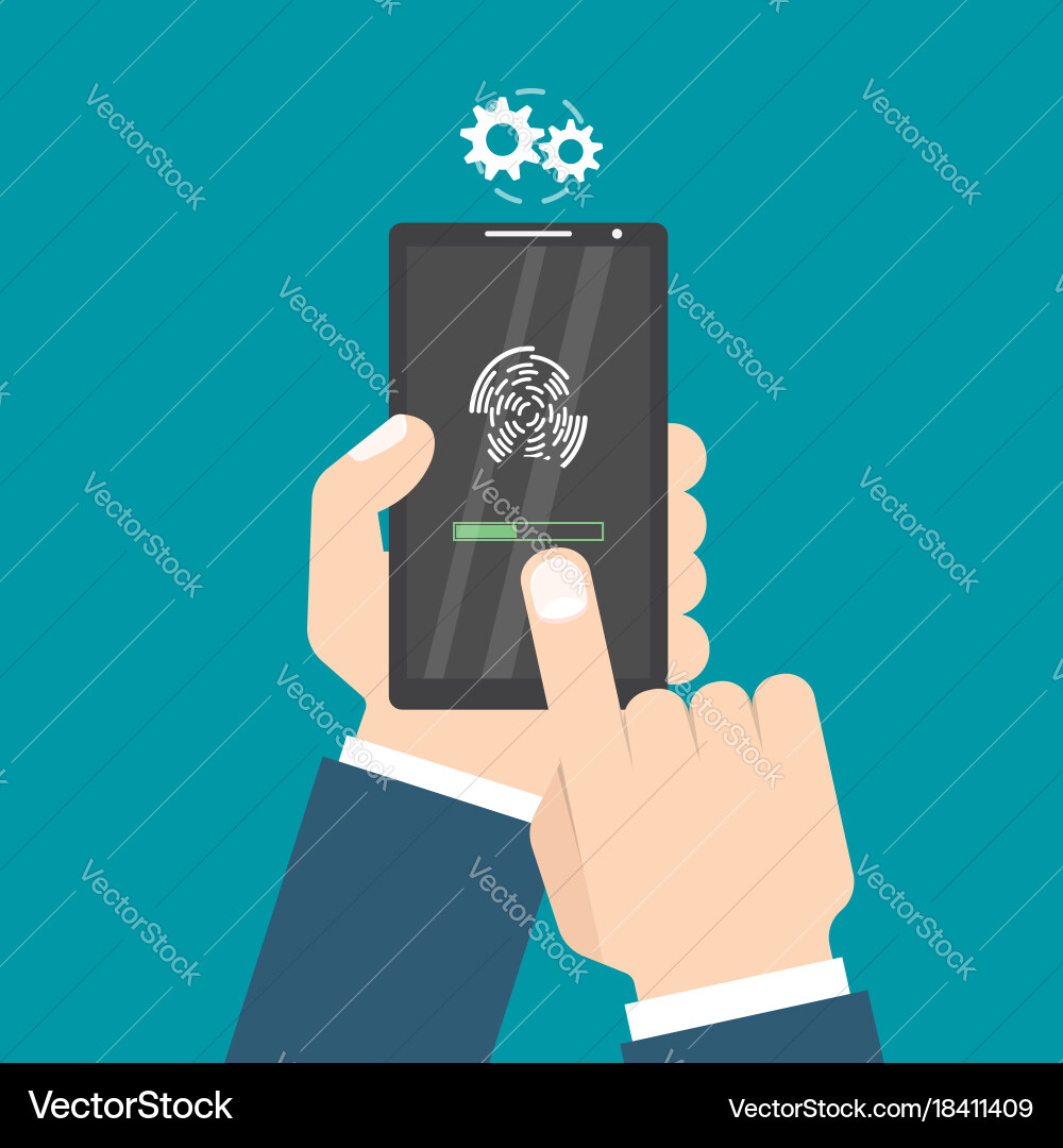 Unlocked with fingerprint button access via vector image