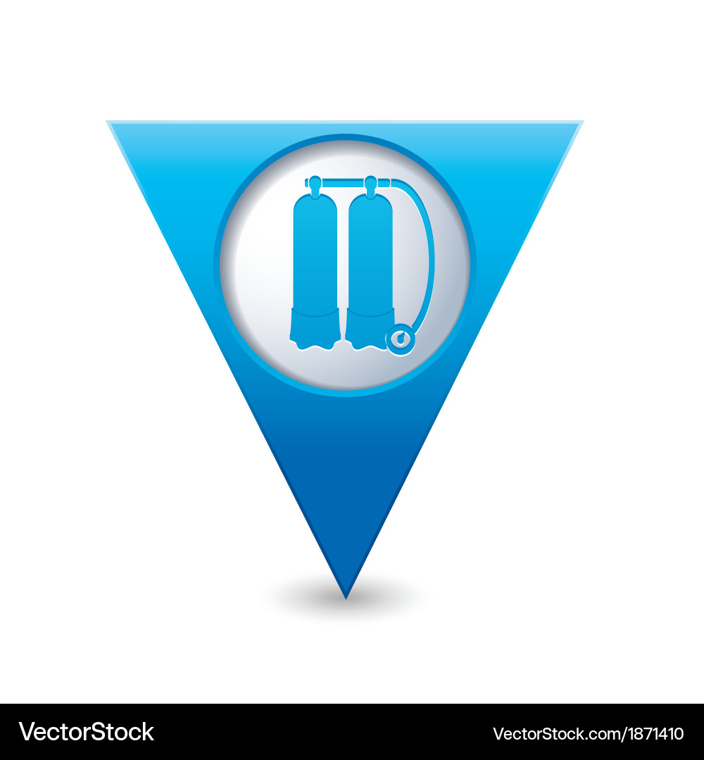Aqualung symbol on map pointer blue vector image
