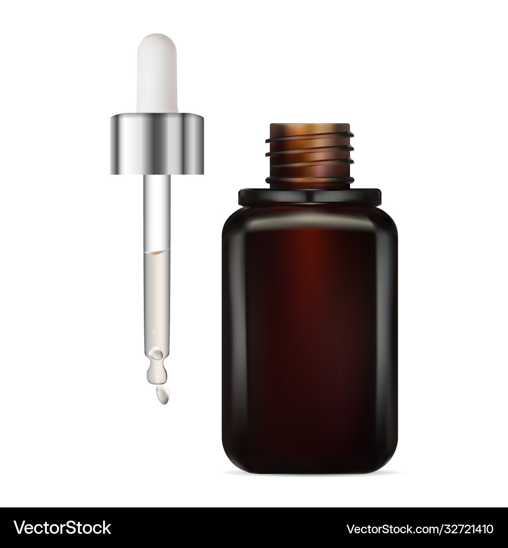 Augentropfen Serum Flasche mockup braunes Glas Set Augentropfen Serum Flasche mockup braunes Glas Set vektorbild