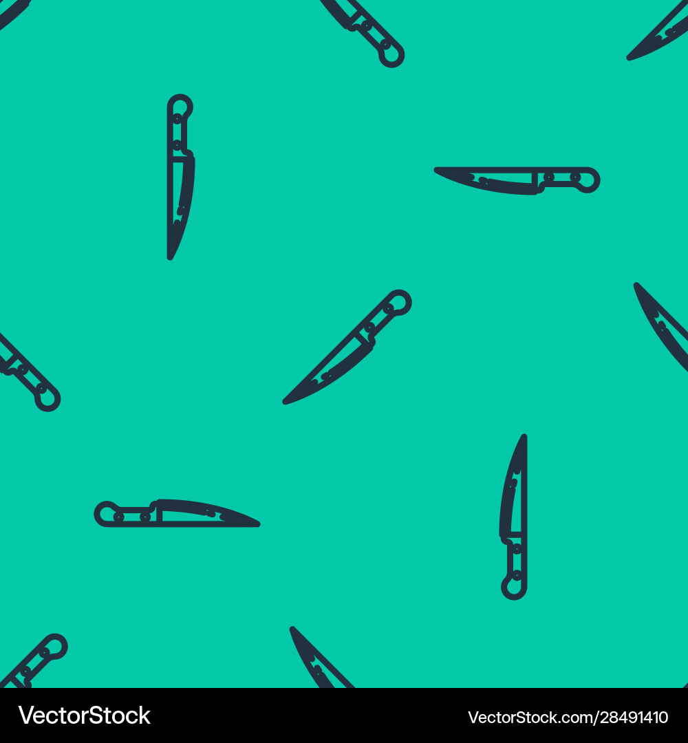Blue line knife icon isolated seamless pattern Vector Image