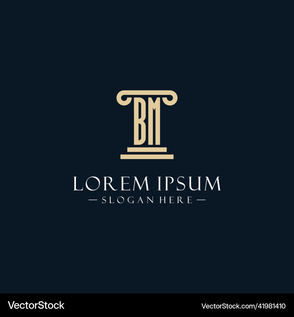 Bm initial monogram logos with pillar shapes style vector image