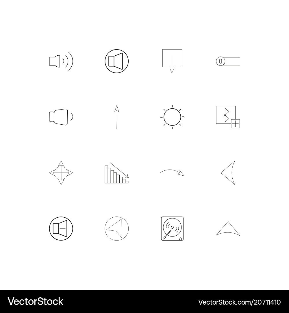 Buttons simple linear icons set outlined vector image
