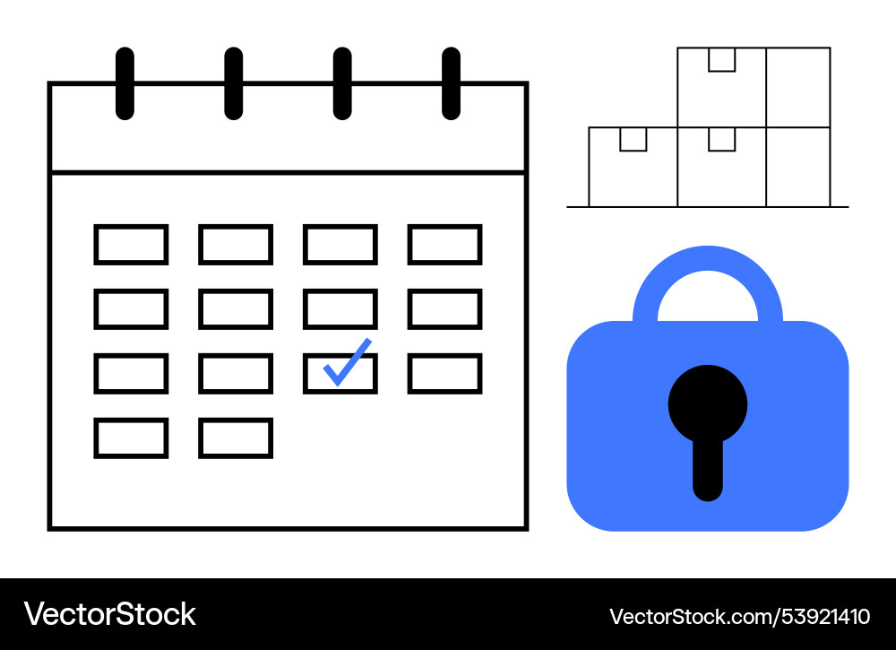 Calendar with confirmed date highlighted box Calendar with confirmed date highlighted box vector image