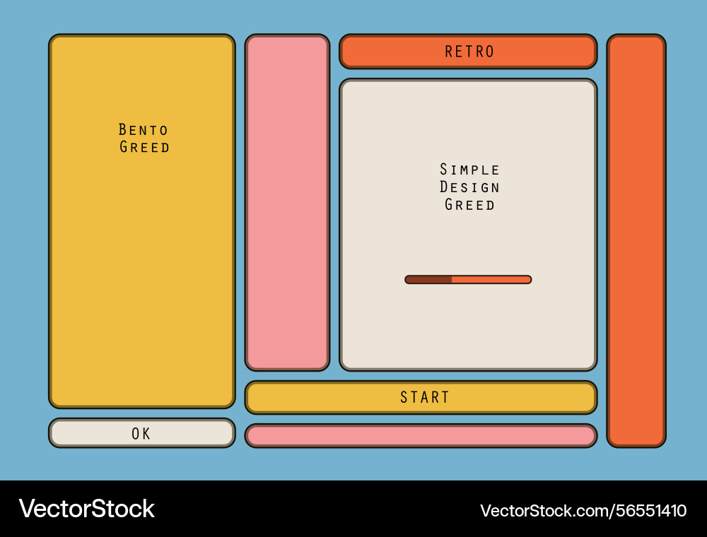 Colorful retro bento ui layout in 90s style Colorful retro bento ui layout in 90s style vector image