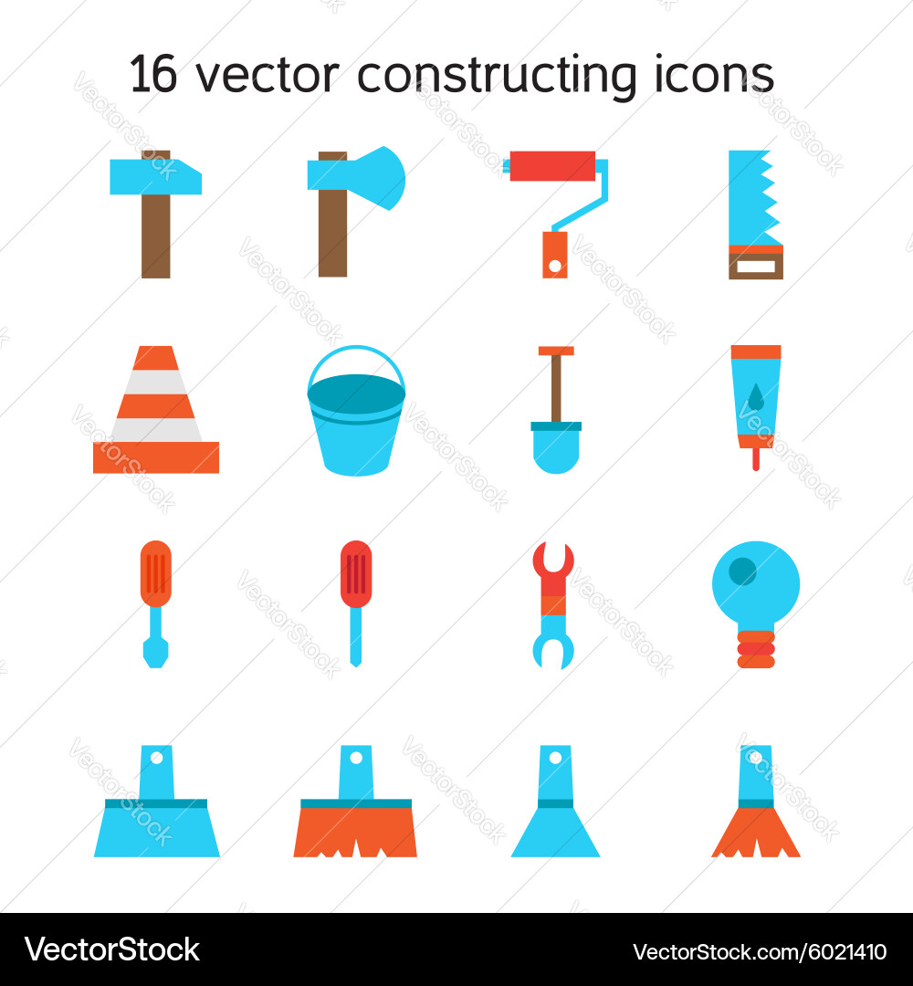 Constructing and building icons set Vector Image