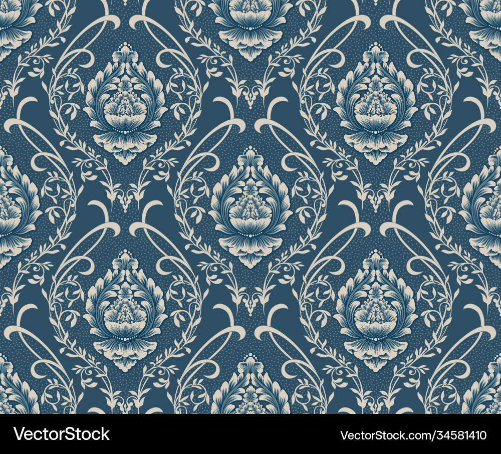 Damask seamless pattern element classical Damask seamless pattern element classical vector image