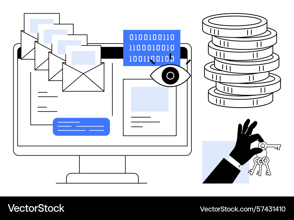 Digital data security with email monitoring Digital data security with email monitoring vector image