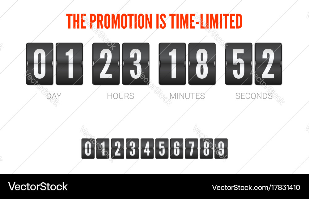 Flip Countdown Timer Clock Counter vector image