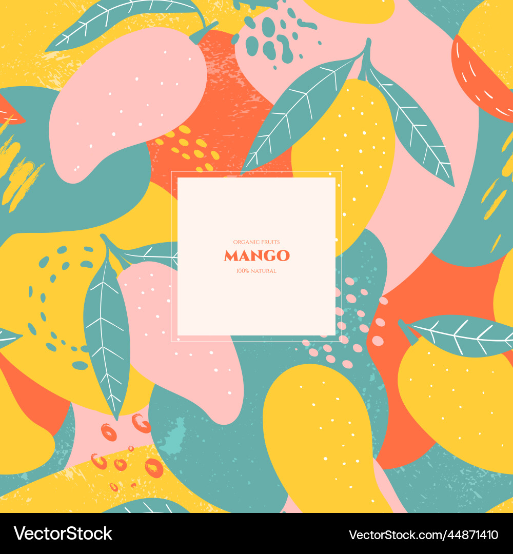 Frame with doodle mango and abstract elements vector image