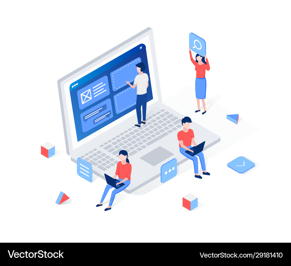 Isometric Web Development App Concept vector image