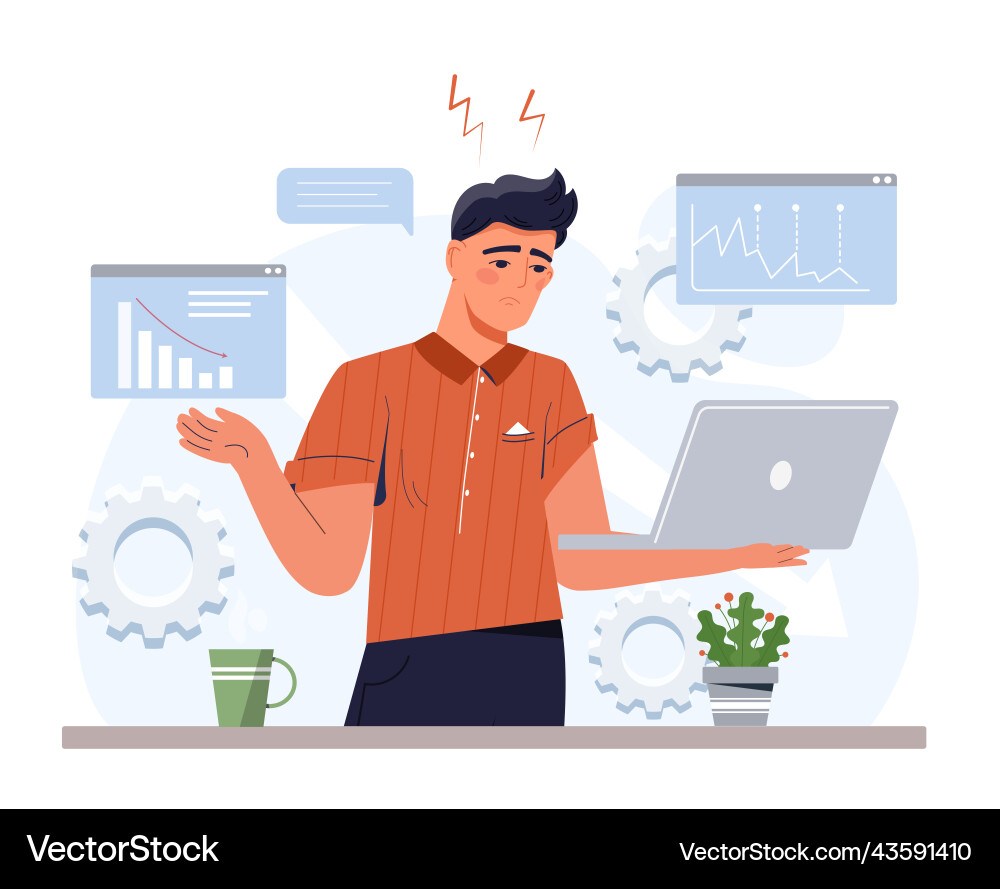 Man watching graph Man watching graph vector image