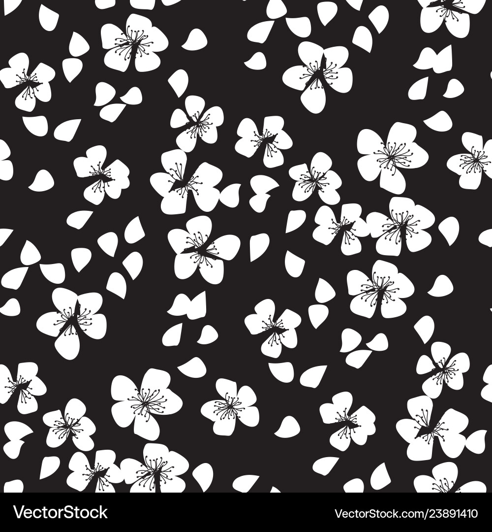Monocolor laconic sakura blossom seamless patter Monocolor laconic sakura blossom seamless patter vector image